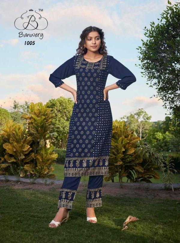 Banwery Peri Peri Fancy Rayon Kurti With Bottom Collection